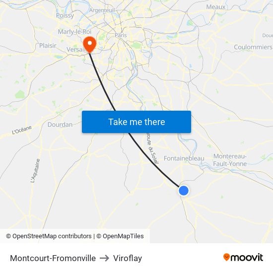 Montcourt-Fromonville to Viroflay map