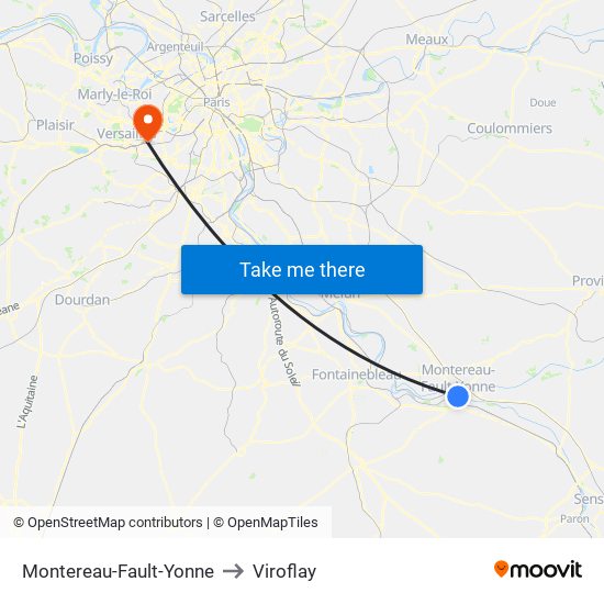 Montereau-Fault-Yonne to Viroflay map