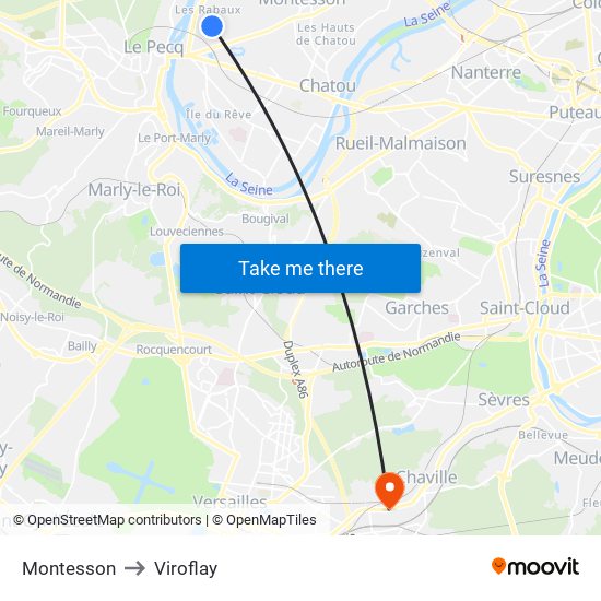Montesson to Viroflay map