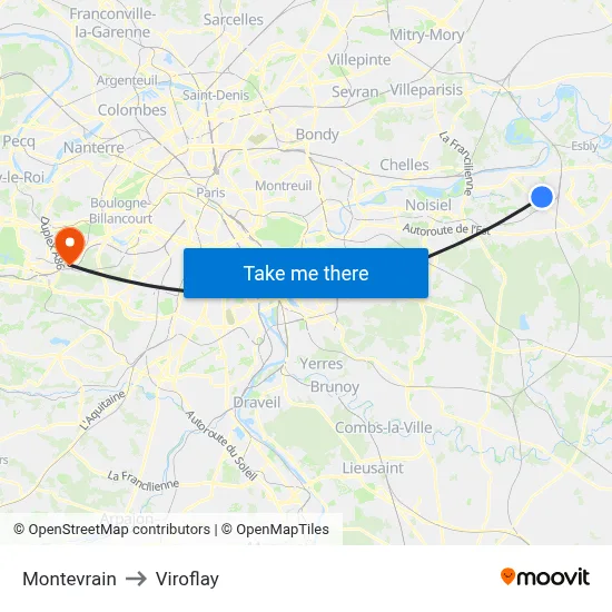 Montevrain to Viroflay map