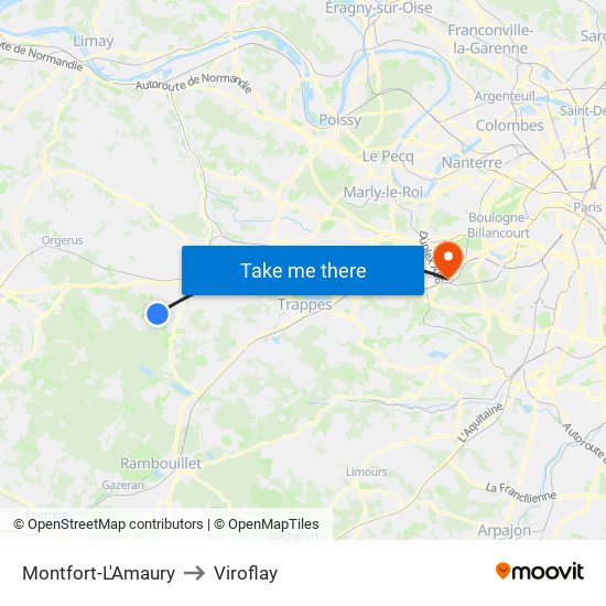 Montfort-L'Amaury to Viroflay map