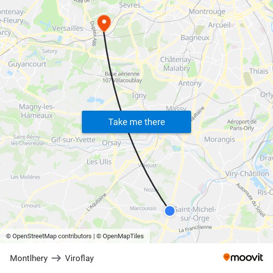 Montlhery to Viroflay map