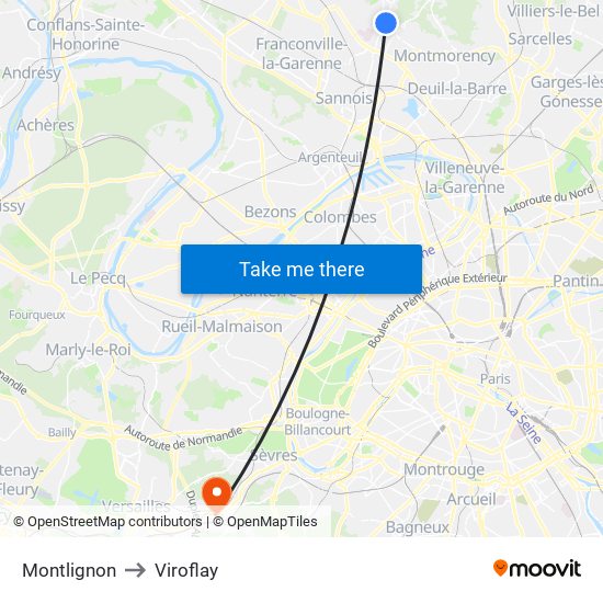 Montlignon to Viroflay map