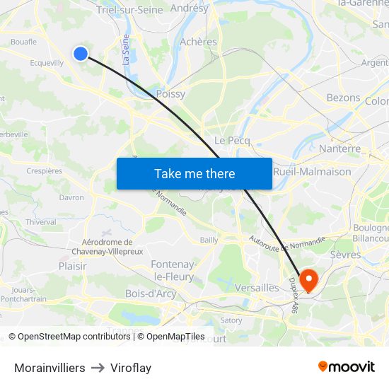 Morainvilliers to Viroflay map