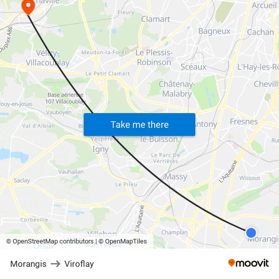 Morangis to Viroflay map