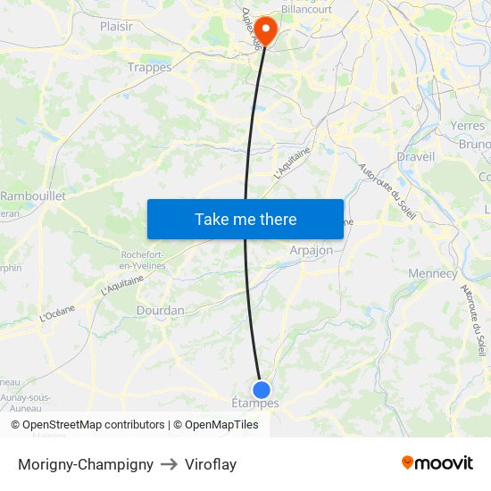 Morigny-Champigny to Viroflay map