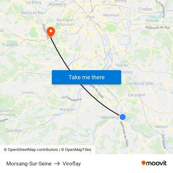 Morsang-Sur-Seine to Viroflay map