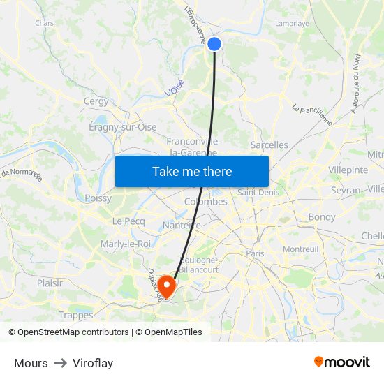 Mours to Viroflay map