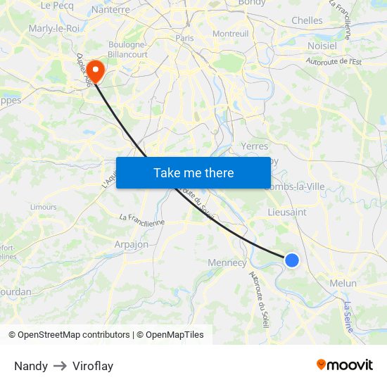 Nandy to Viroflay map