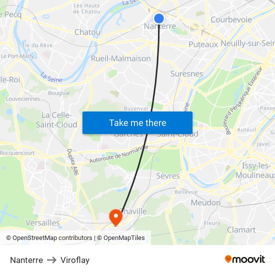 Nanterre to Viroflay map