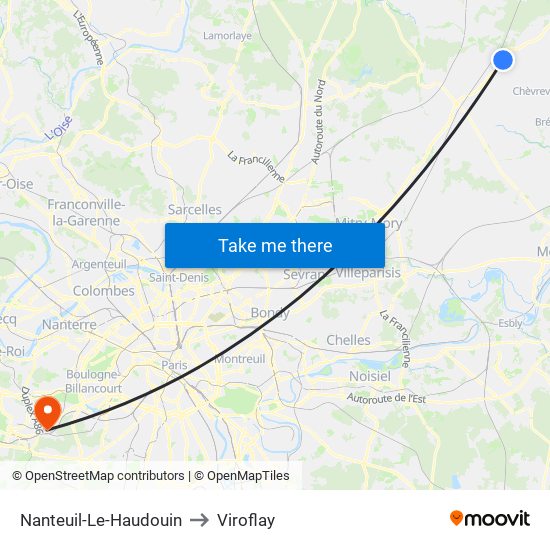 Nanteuil-Le-Haudouin to Viroflay map