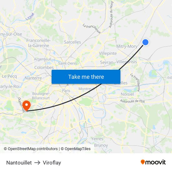 Nantouillet to Viroflay map