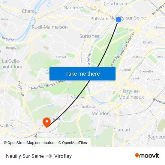 Neuilly-Sur-Seine to Viroflay map