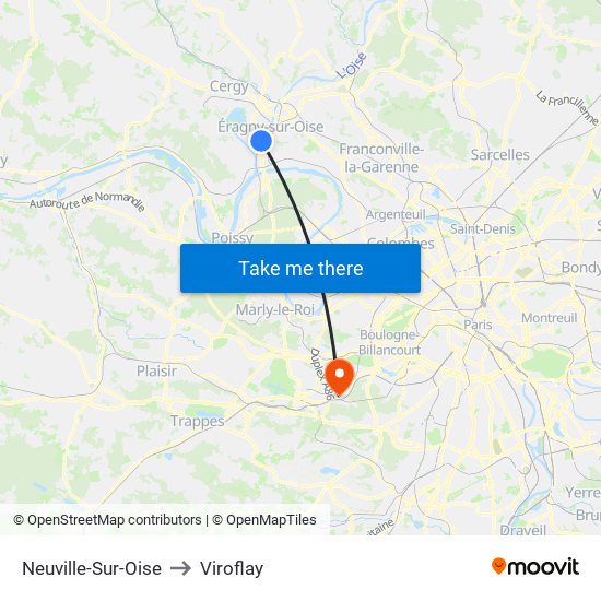 Neuville-Sur-Oise to Viroflay map