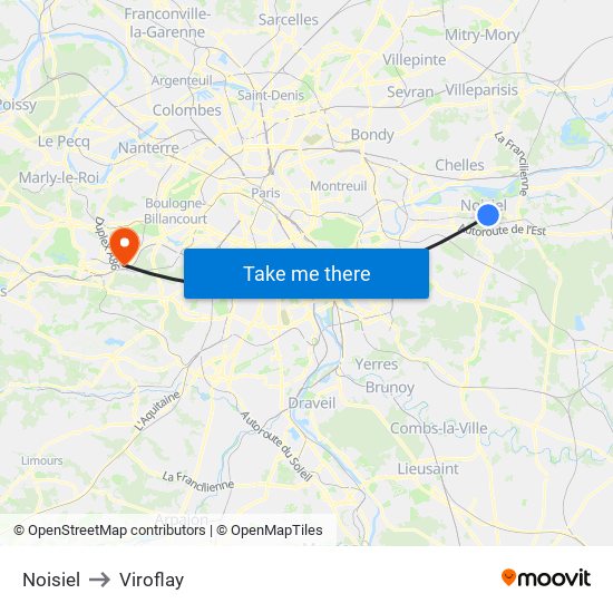 Noisiel to Viroflay map