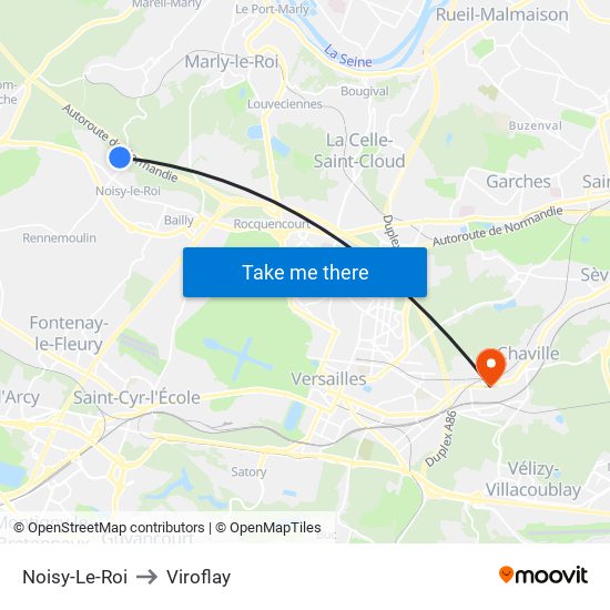 Noisy-Le-Roi to Viroflay map