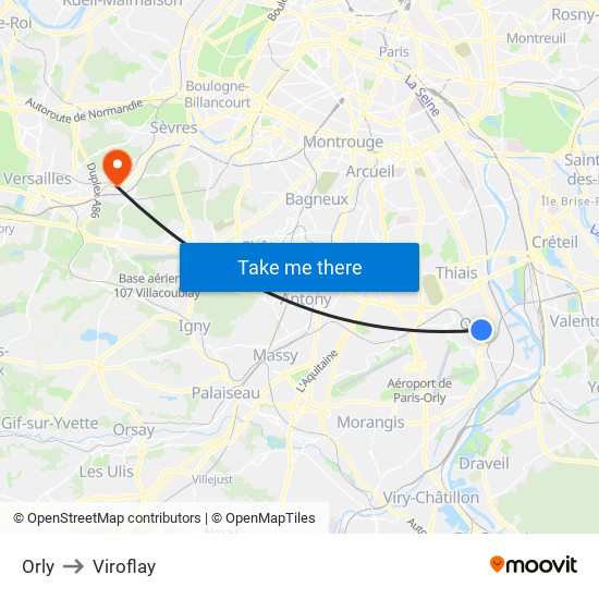 Orly to Viroflay map
