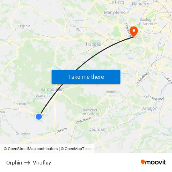 Orphin to Viroflay map