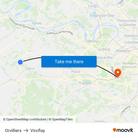 Orvilliers to Viroflay map
