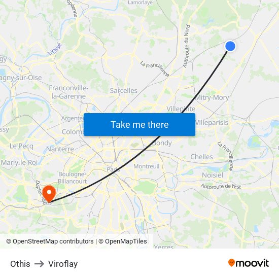 Othis to Viroflay map