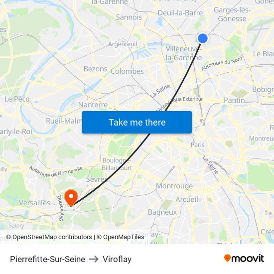 Pierrefitte-Sur-Seine to Viroflay map