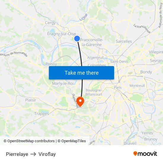Pierrelaye to Viroflay map