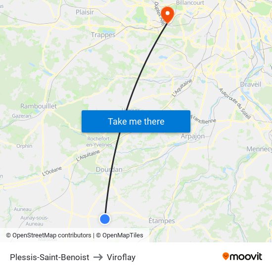 Plessis-Saint-Benoist to Viroflay map