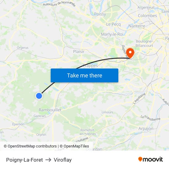 Poigny-La-Foret to Viroflay map