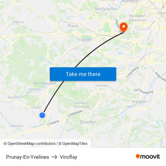 Prunay-En-Yvelines to Viroflay map
