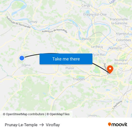 Prunay-Le-Temple to Viroflay map