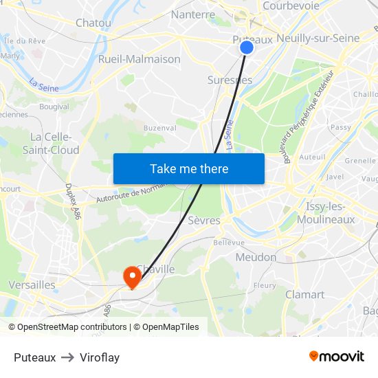 Puteaux to Viroflay map