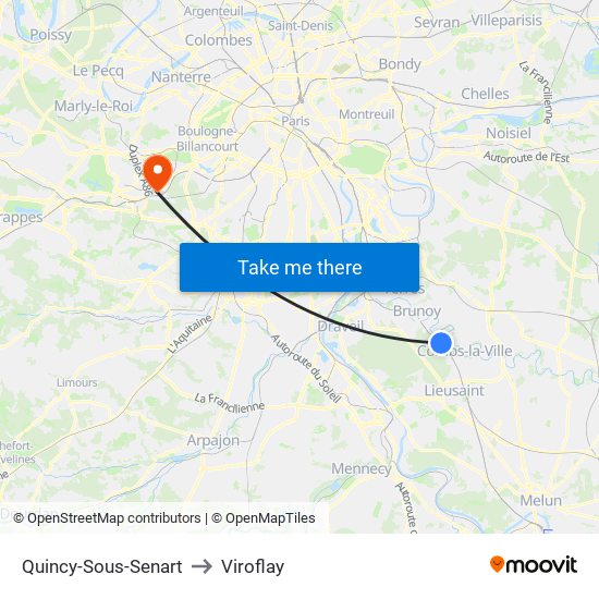 Quincy-Sous-Senart to Viroflay map