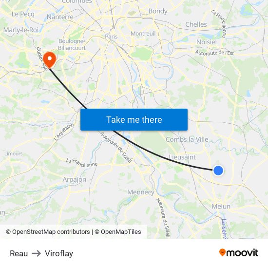 Reau to Viroflay map