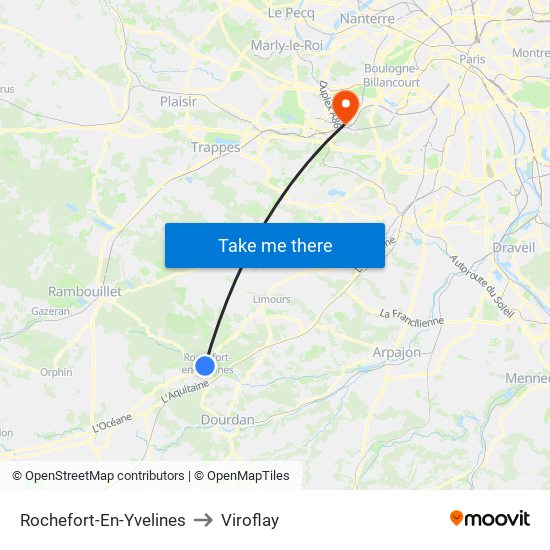Rochefort-En-Yvelines to Viroflay map