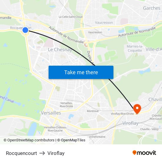 Rocquencourt to Viroflay map