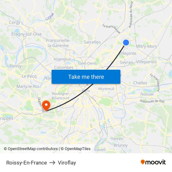 Roissy-En-France to Viroflay map