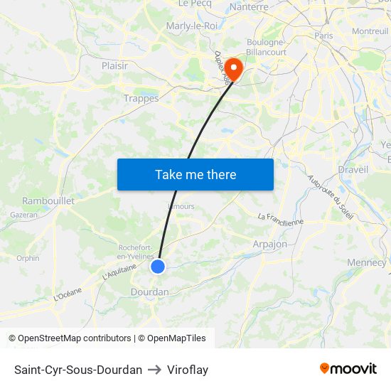 Saint-Cyr-Sous-Dourdan to Viroflay map