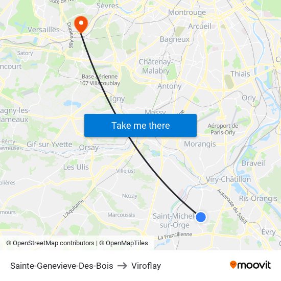 Sainte-Genevieve-Des-Bois to Viroflay map