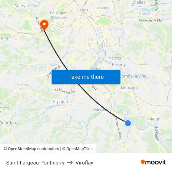 Saint-Fargeau-Ponthierry to Viroflay map