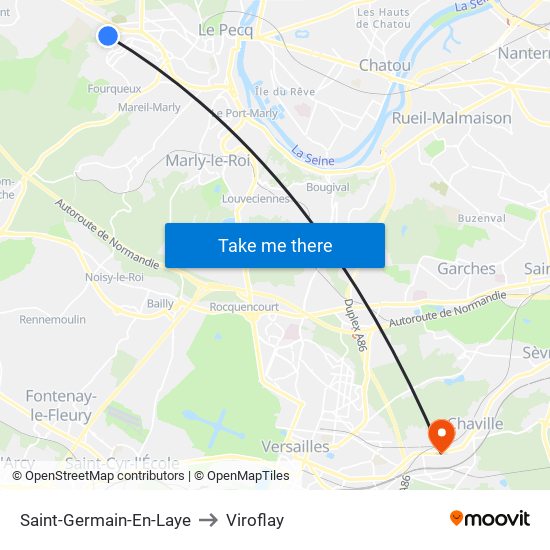 Saint-Germain-En-Laye to Viroflay map