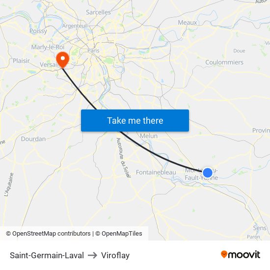 Saint-Germain-Laval to Viroflay map