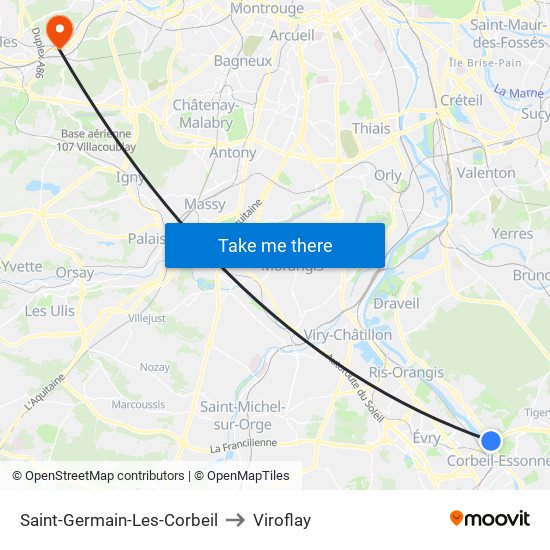 Saint-Germain-Les-Corbeil to Viroflay map