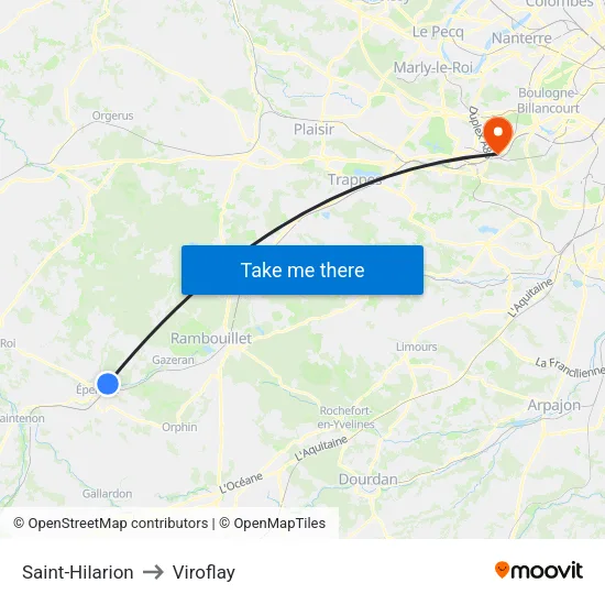 Saint-Hilarion to Viroflay map
