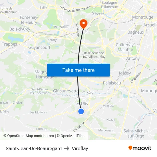 Saint-Jean-De-Beauregard to Viroflay map