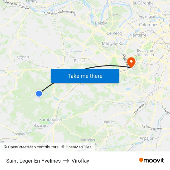 Saint-Leger-En-Yvelines to Viroflay map