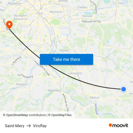 Saint-Mery to Viroflay map