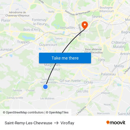 Saint-Remy-Les-Chevreuse to Viroflay map