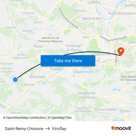 Saint-Remy-L'Honore to Viroflay map