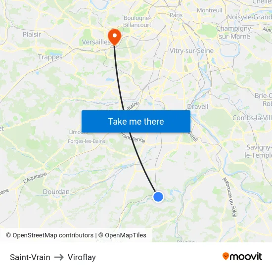 Saint-Vrain to Viroflay map