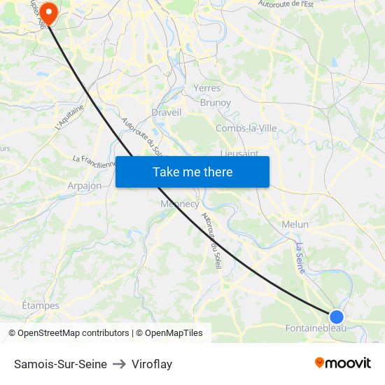 Samois-Sur-Seine to Viroflay map